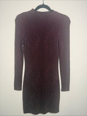 Windsor Long-Sleeve Sparkle Bodycon Dress in Plum